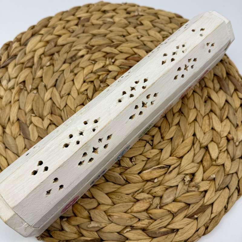 White Wooden Chakra Incense Box