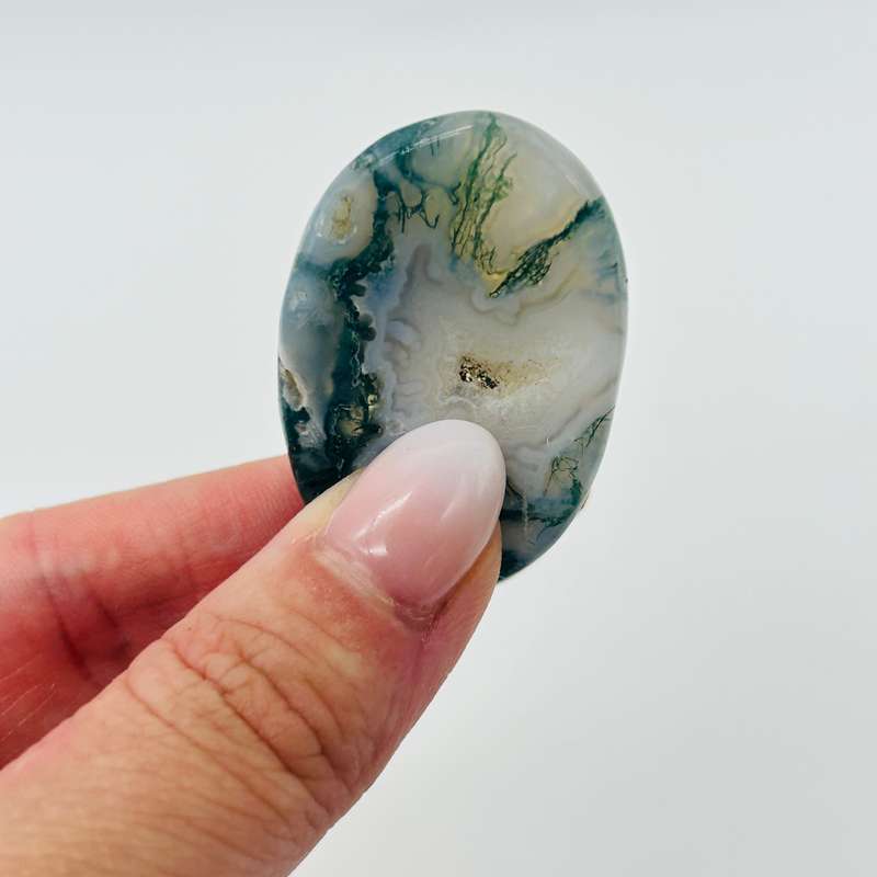 Moss Agate Crystal Worry Stone