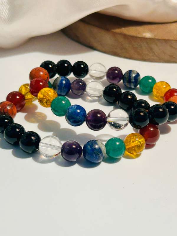 Mens Chakra 7 Onyx Crystal Bracelet