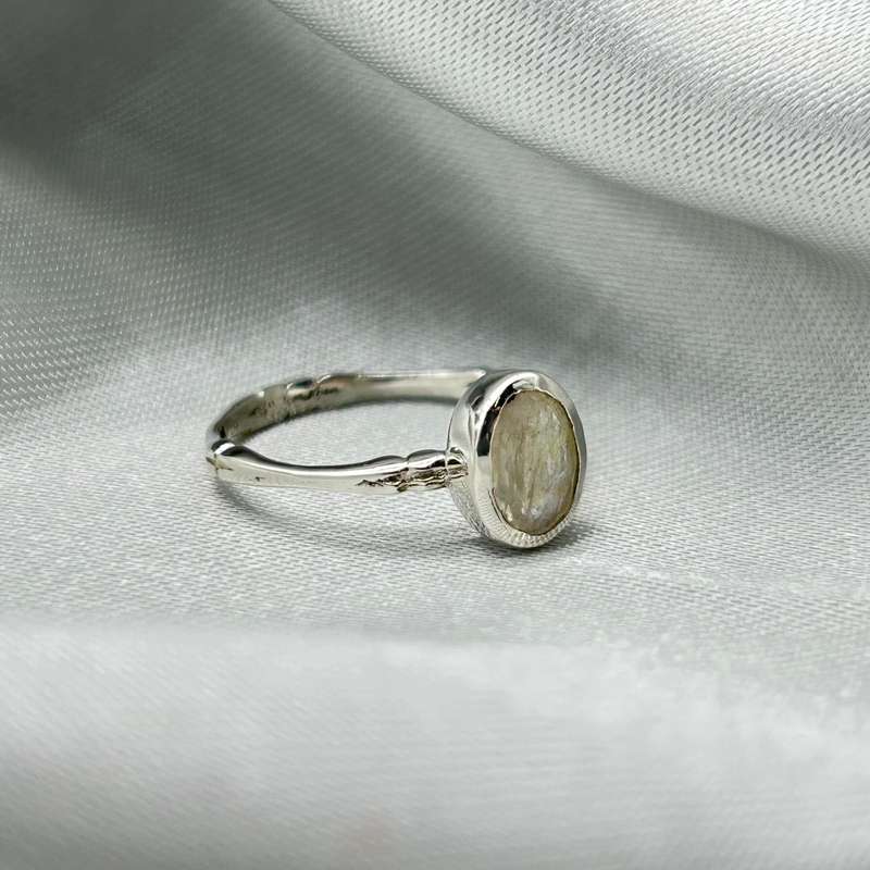 Moonstone Sterling Silver Crystal Ring