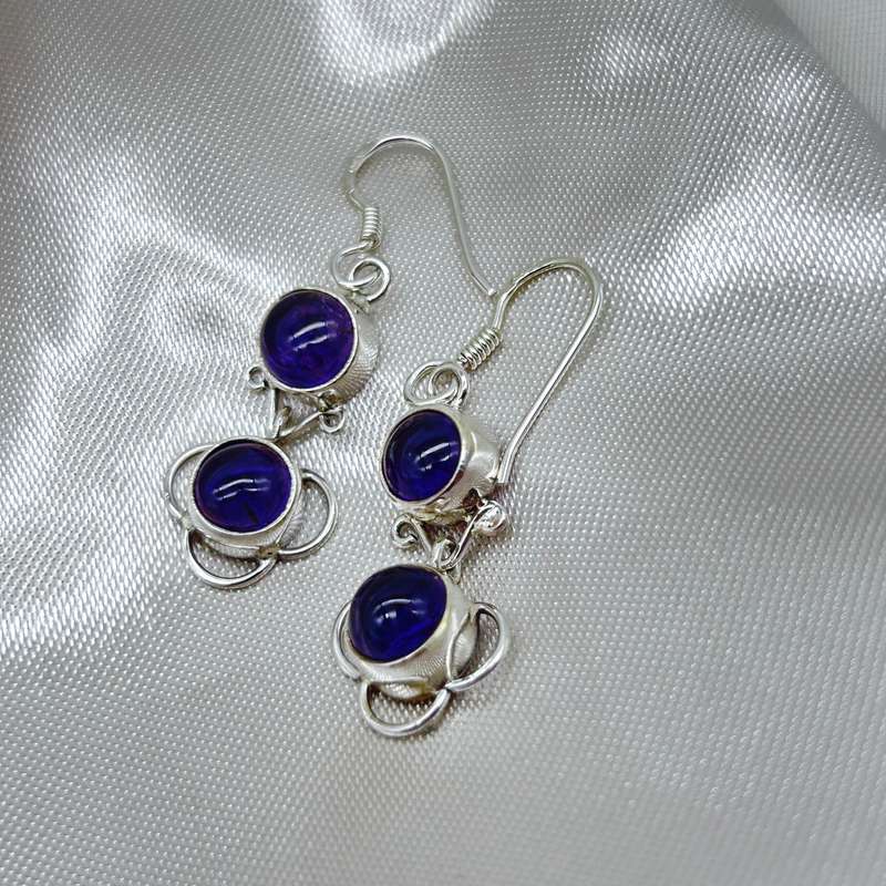 Sterling Silver Amethyst Crystal Earrings