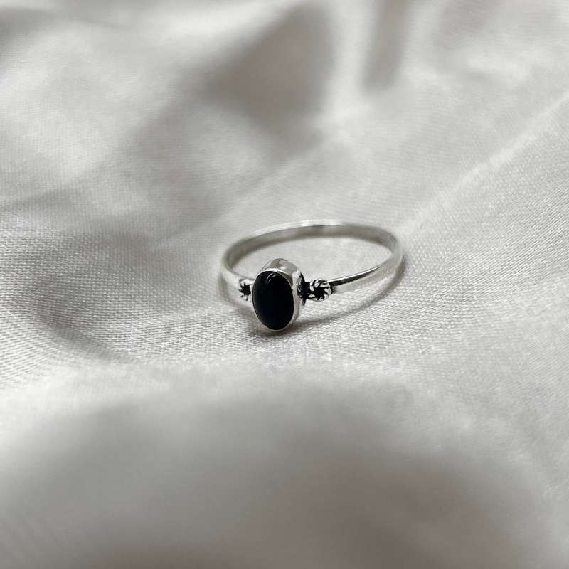 Black Onyx Crystal Sterling Silver Ring