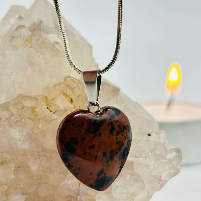 Mahogany Obsidian Crystal Heart Pendant