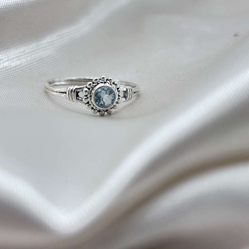 Sterling Silver Blue Topaz Crystal Ring