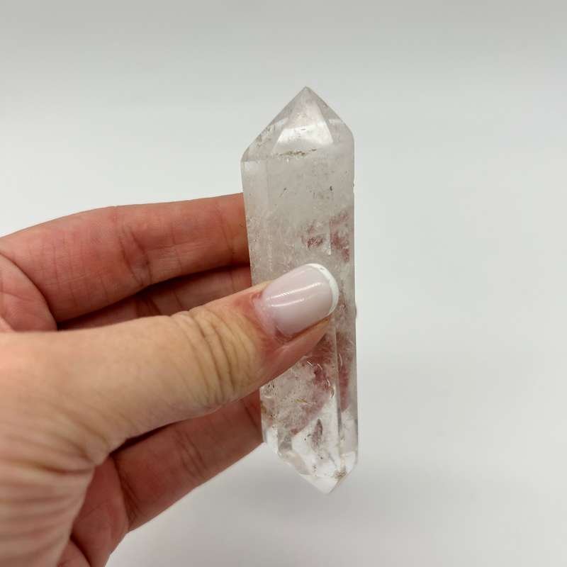 Double Terminated Tabby Crystal Wand With Red Hematite