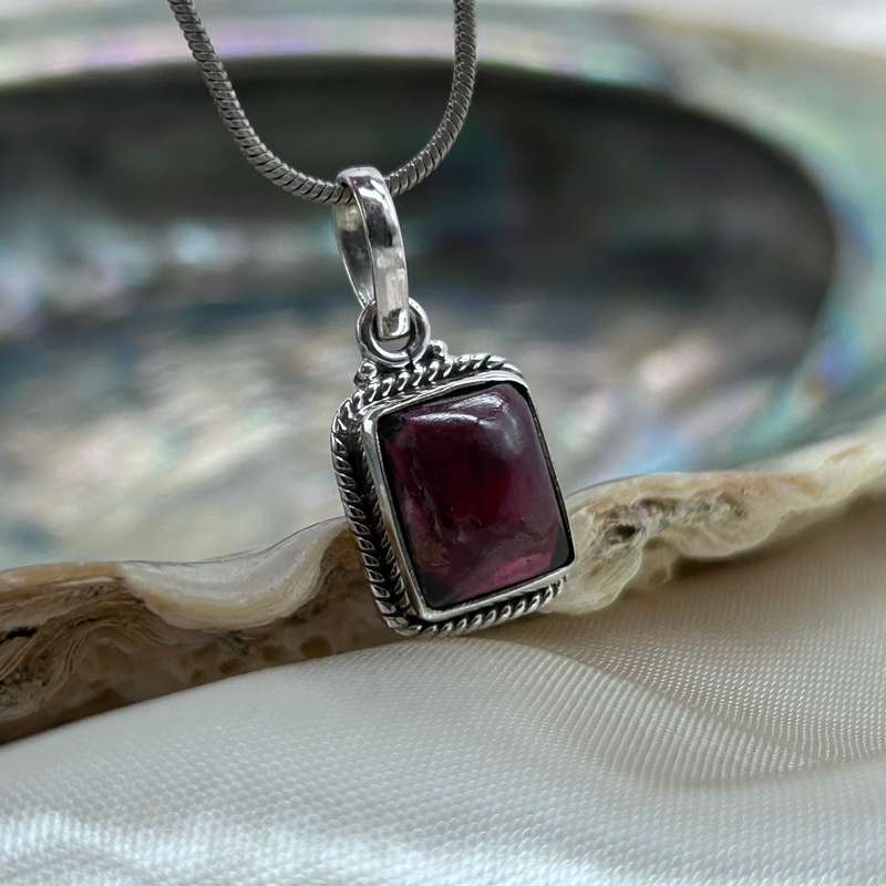Sterling Silver Garnet Crystal Pendant