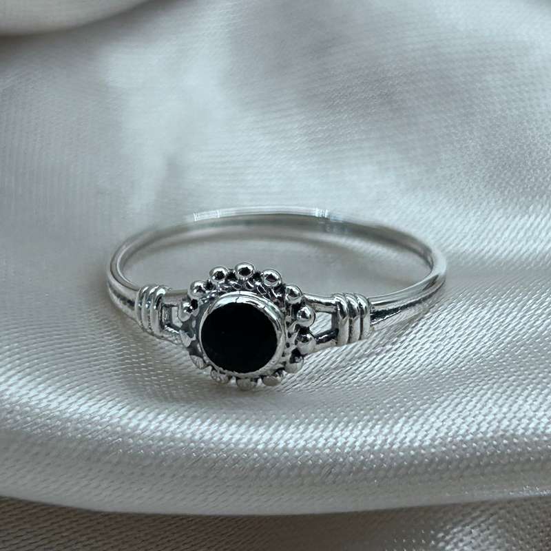 Black Onyx Crystal Sterling Silver Ring