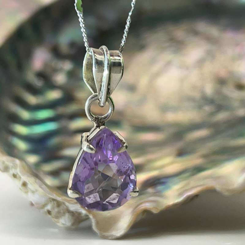 Amethyst Crystal Sterling Silver Pendant
