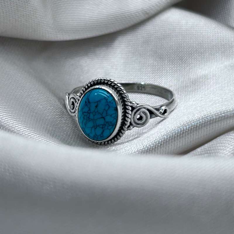 Sterling Silver Turquoise Crystal Ring