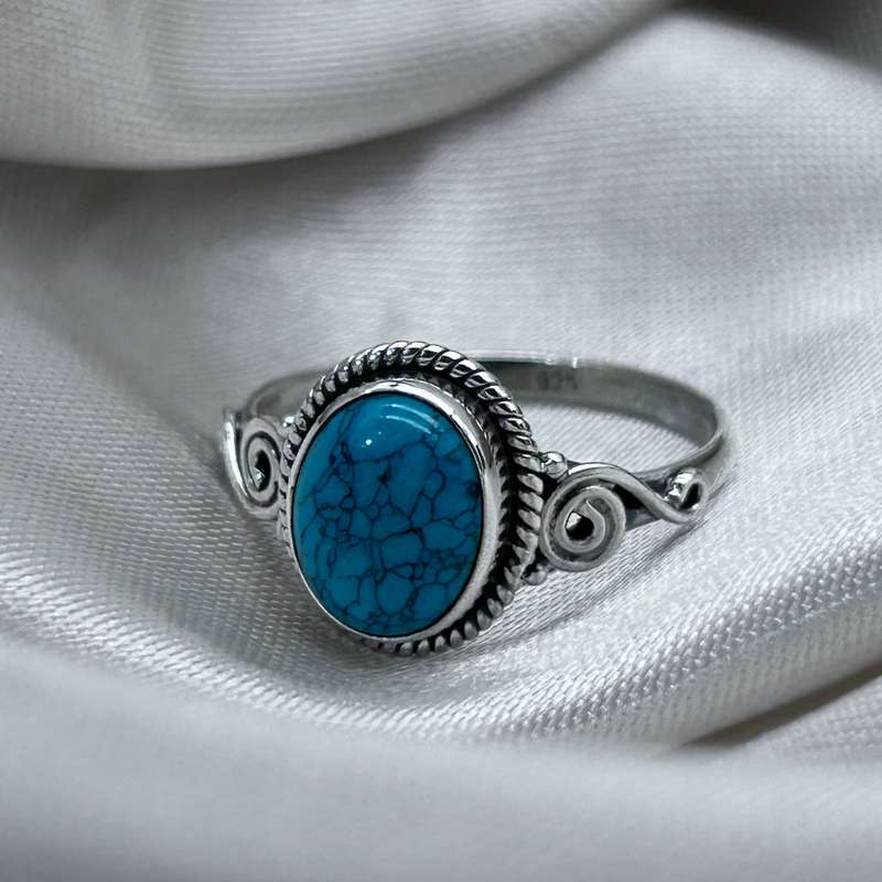 Sterling Silver Turquoise Crystal Ring