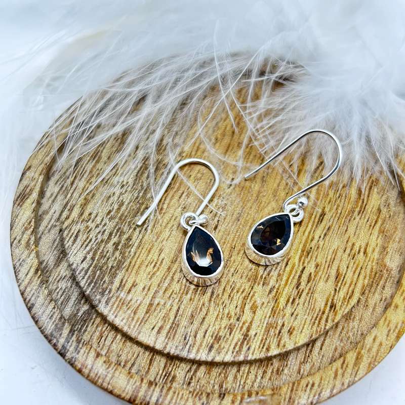 Smoky Quartz Sterling Silver Crystal Earrings