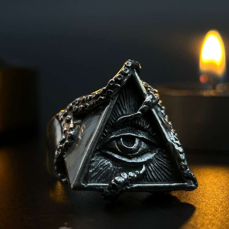Mens All Seeing Eye Sterling Silver Ring