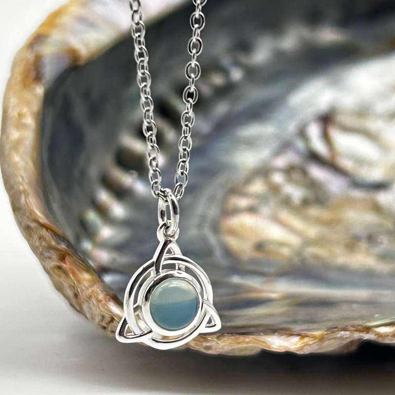 Sterling Silver Blue Chalcedony Crystal Pendant