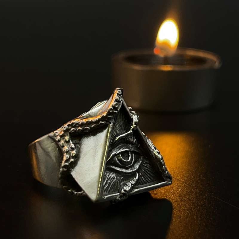 Mens All Seeing Eye Sterling Silver Ring