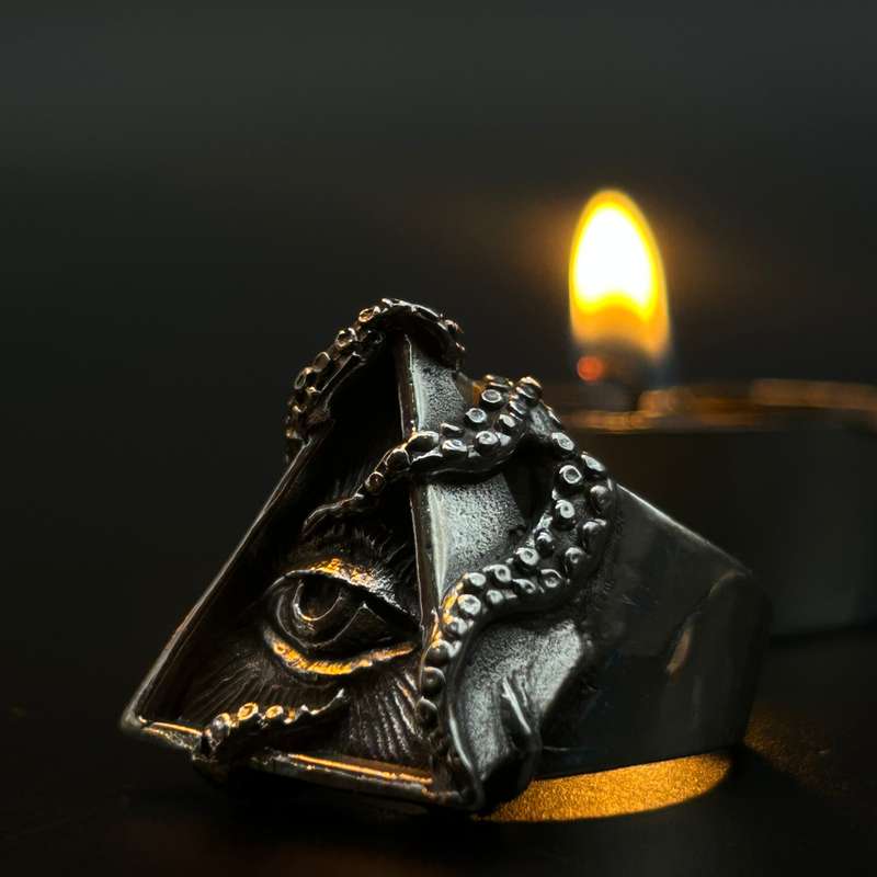 Mens All Seeing Eye Sterling Silver Ring