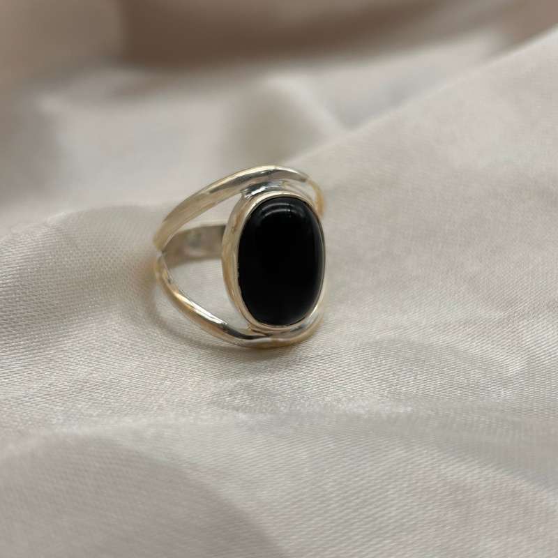 Sterling Silver Black Onyx Crystal Ring