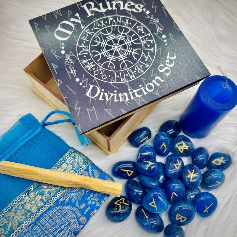 Blue Onyx Rune Divination Kit