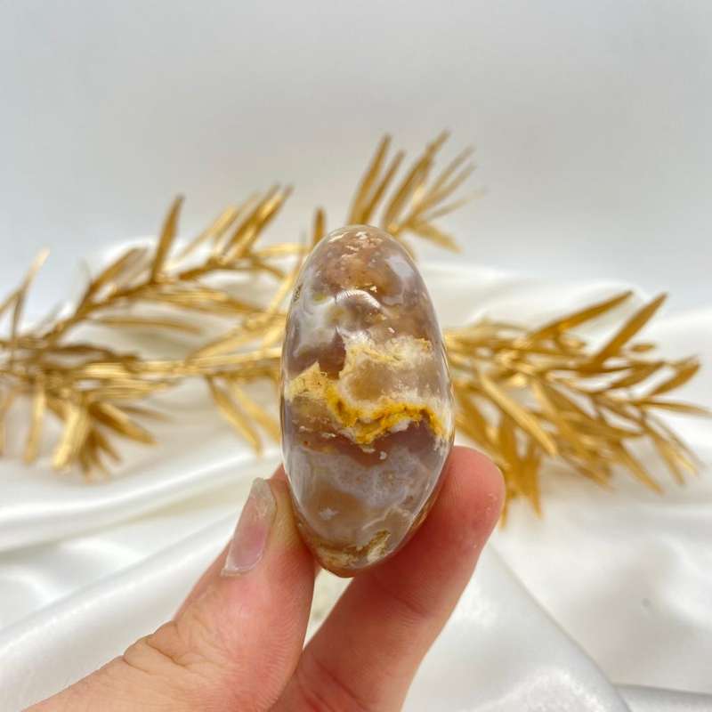 Peace and Passion Flower Agate Oval