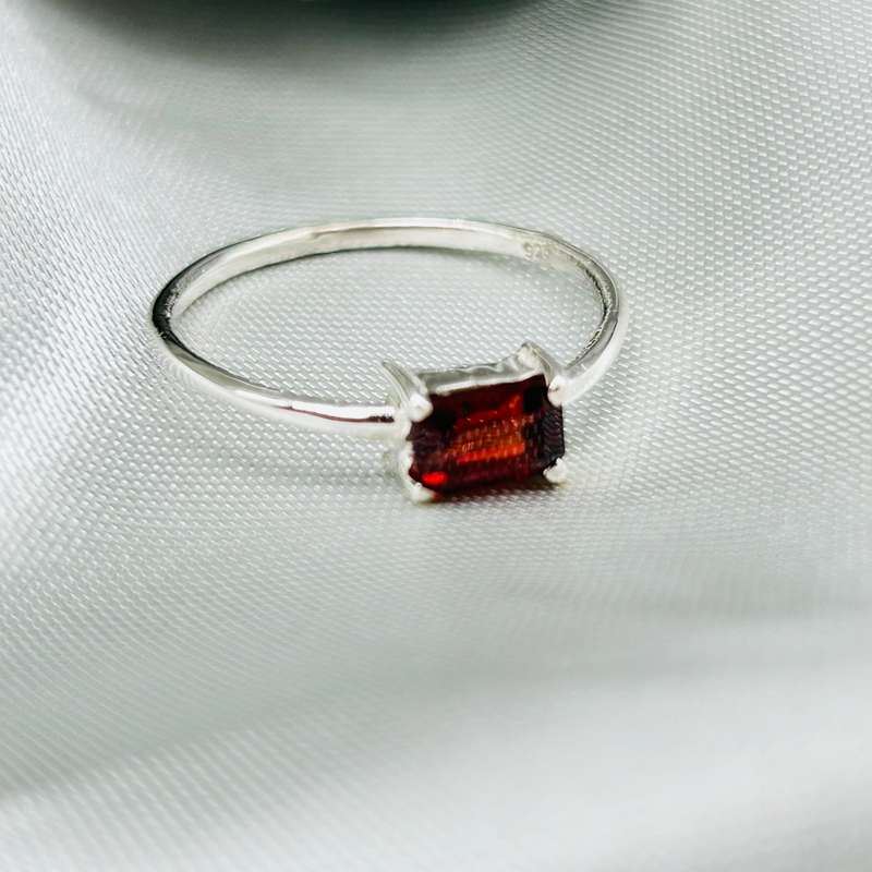 Garnet Crystal Sterling Silver Ring