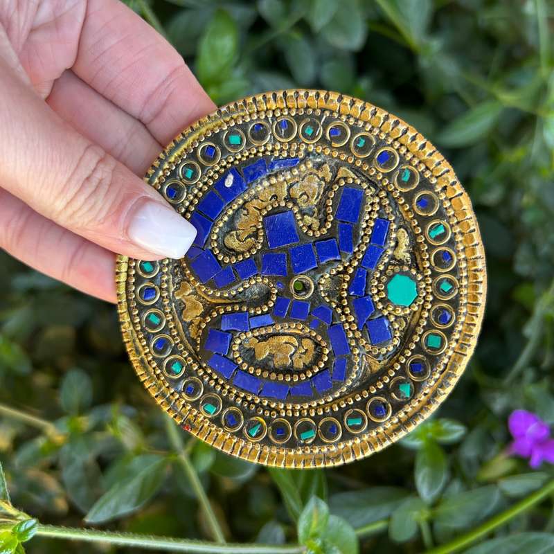 Metal OM Incense Holder - Gold