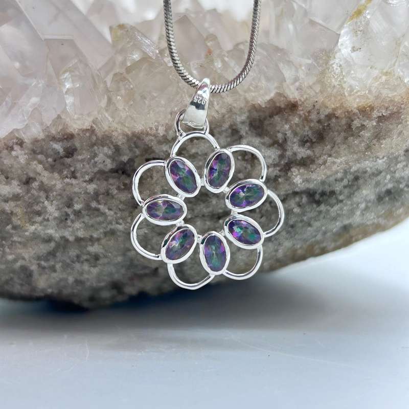 Sterling Silver Mystic Topaz Crystal Pendant