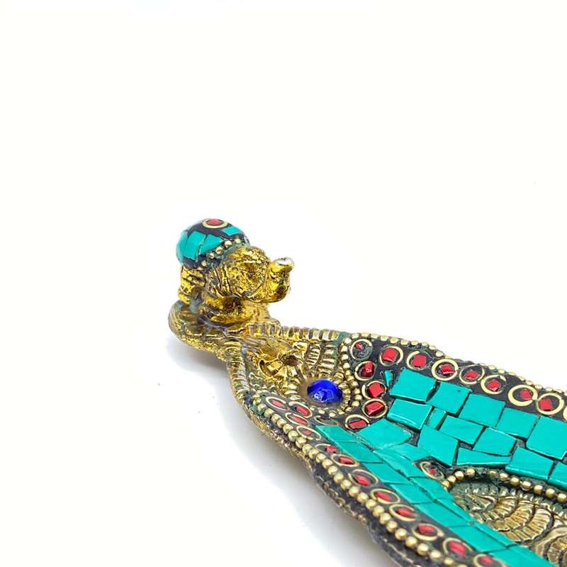 Turquoise Mosaic Elephant Incense Holder