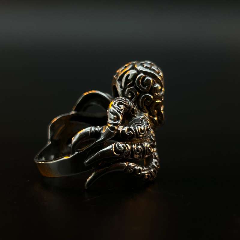 Mens Octopus Sterling Silver Ring