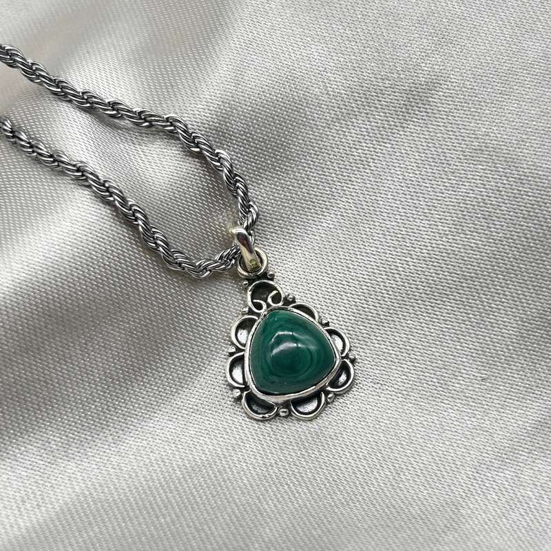 Sterling Silver Malachite Crystal Pendant