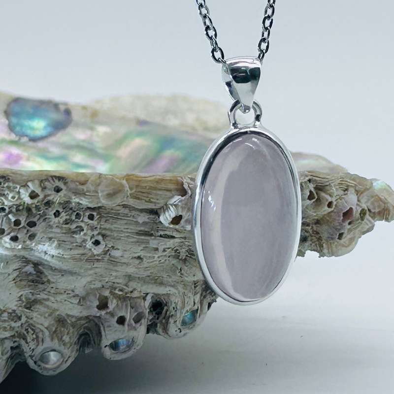 Sterling Silver Rose Quartz Crystal Pendant