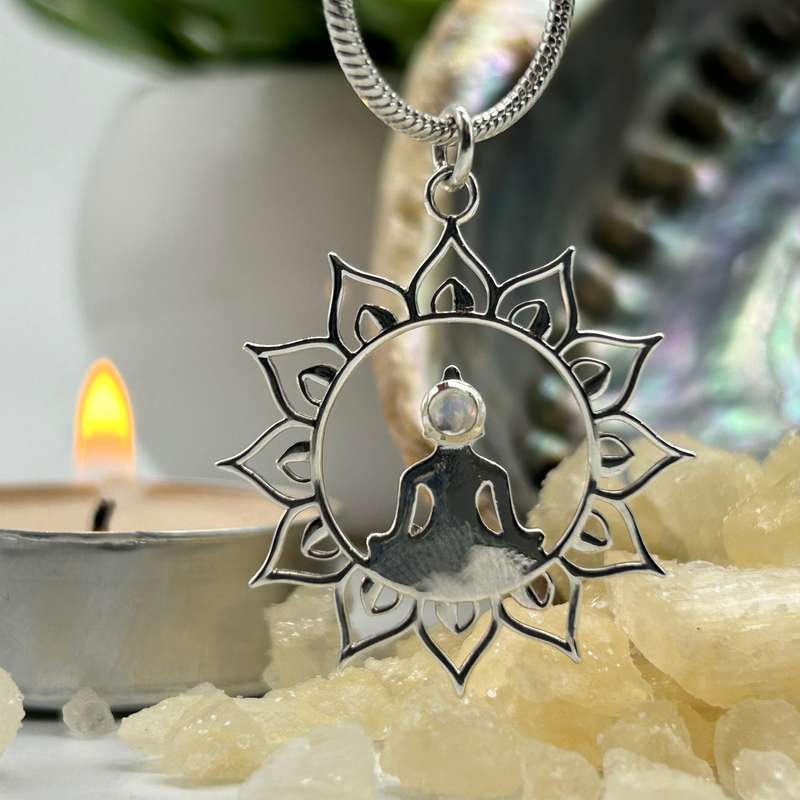 Enlightenment & Compassion Moonstone Sterling Silver Pendant
