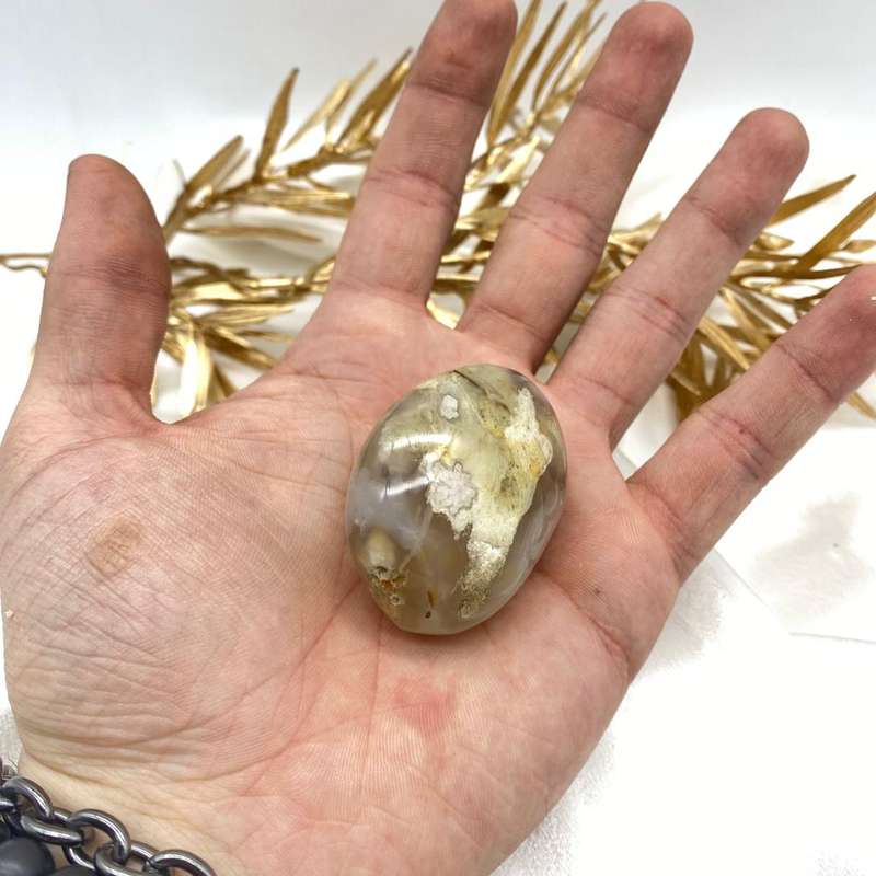 Peace and Passion Flower Agate Oval