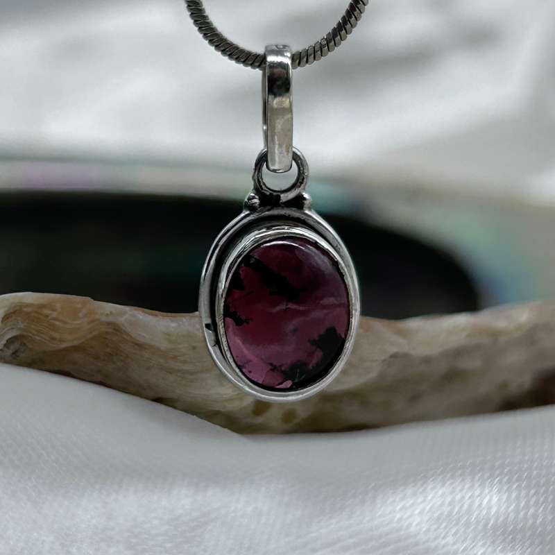 Sterling Silver Garnet Crystal Pendant