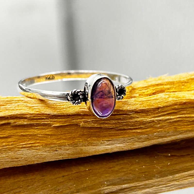 Amethyst Crystal Sterling Silver  Ring
