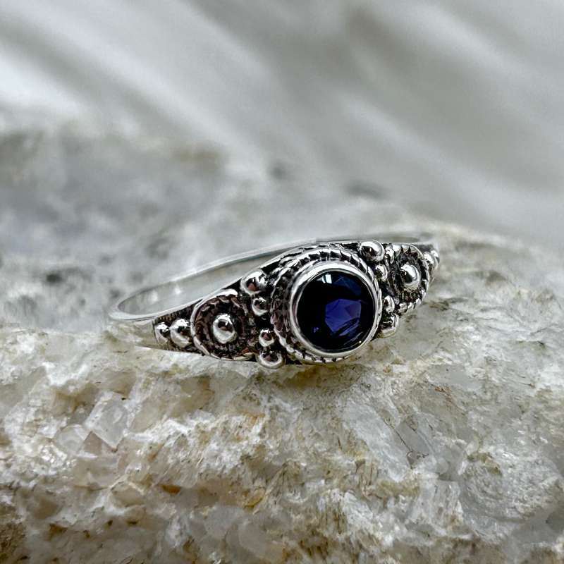 Sterling Silver Iolite Crystal Faceted Ring