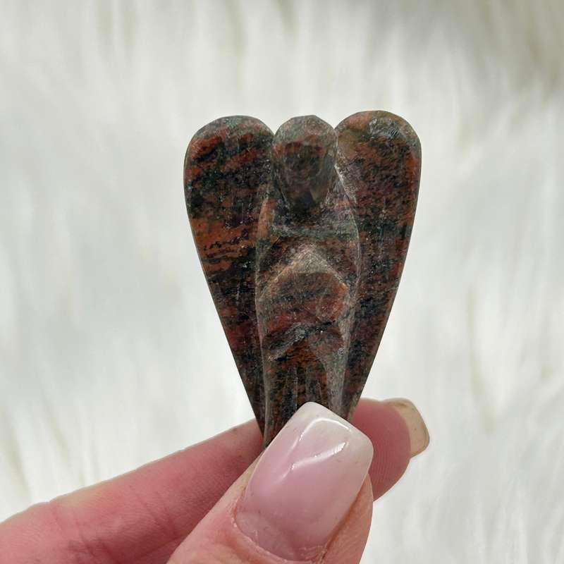 Unakite Carved Crystal Angel