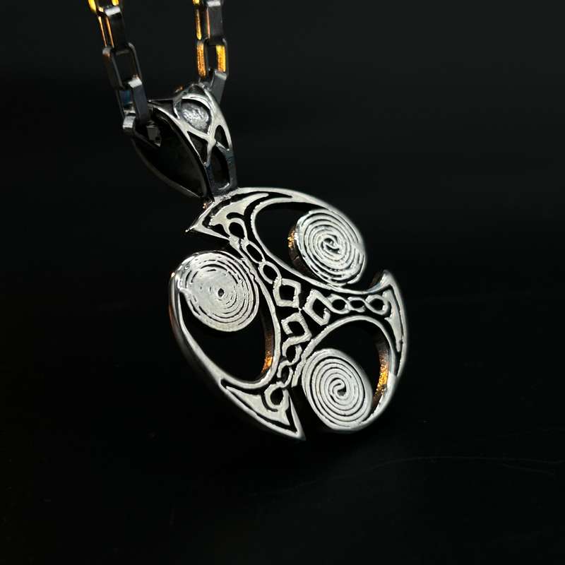Mens Viking Sterling Silver Pendant - Spirals Of Eternal Life