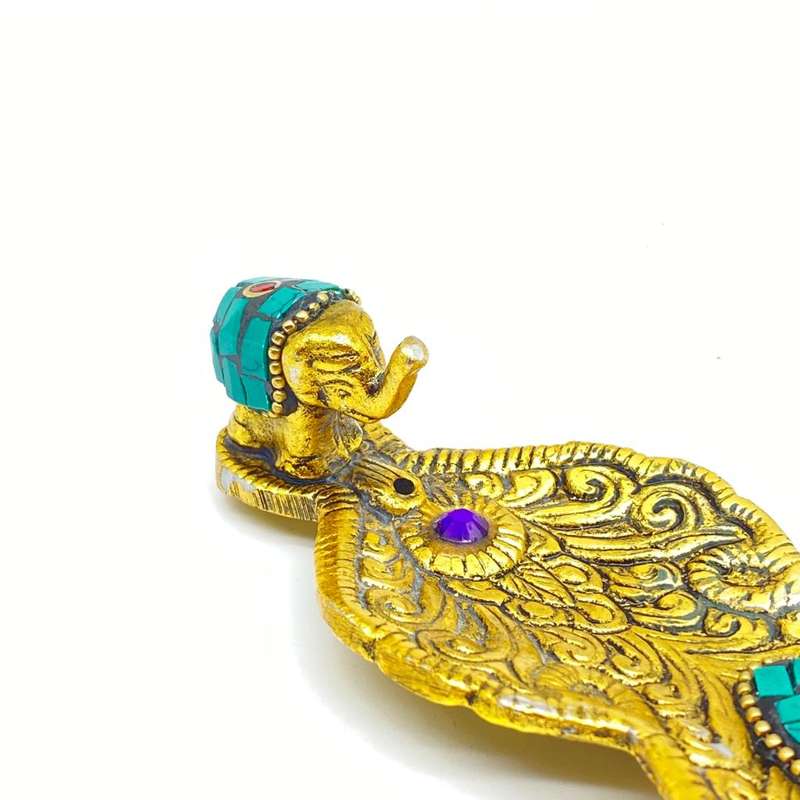 Green Mosaic Elephant Incense Holder