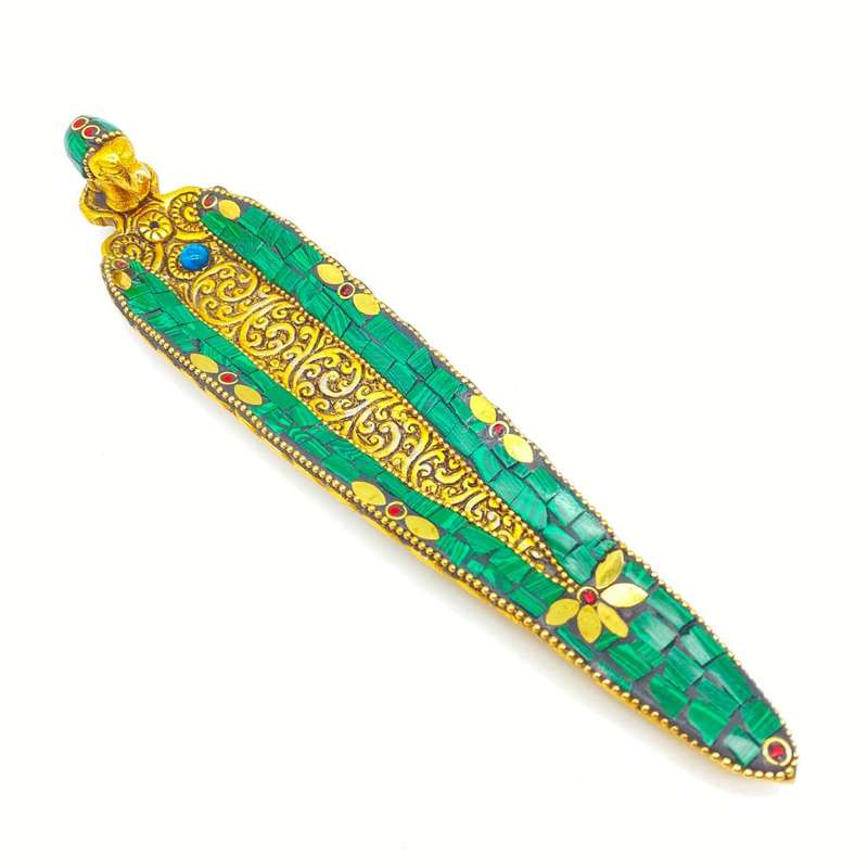 Green Mosaic Elephant Incense Holder
