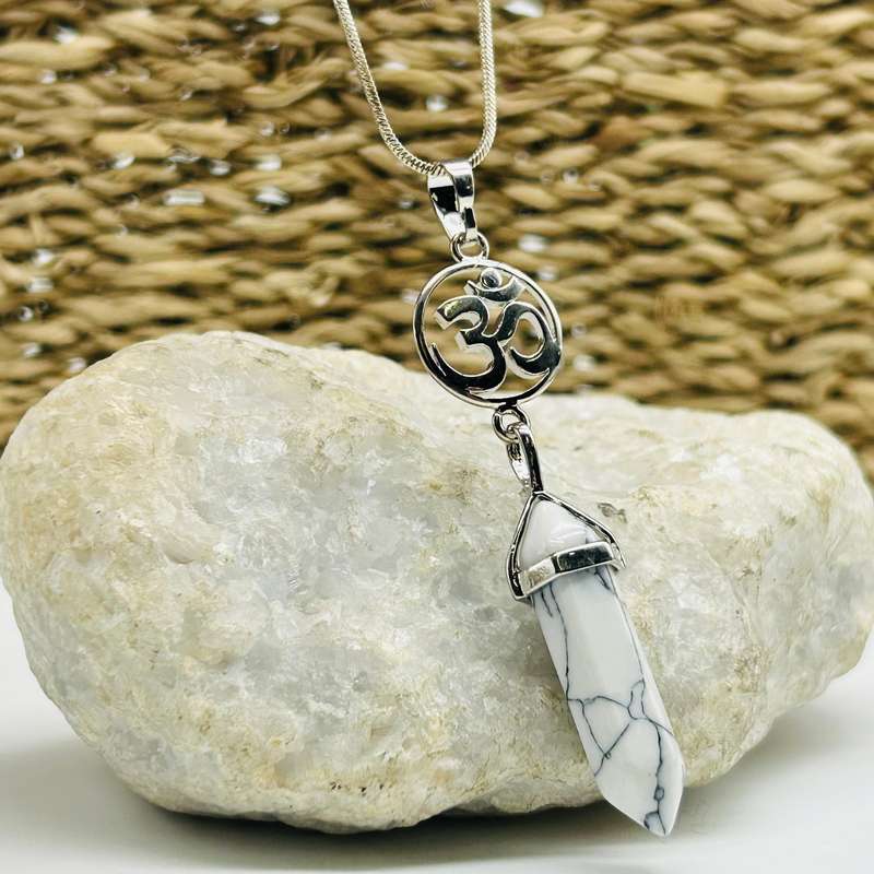 Howlite OM Crystal Pendant