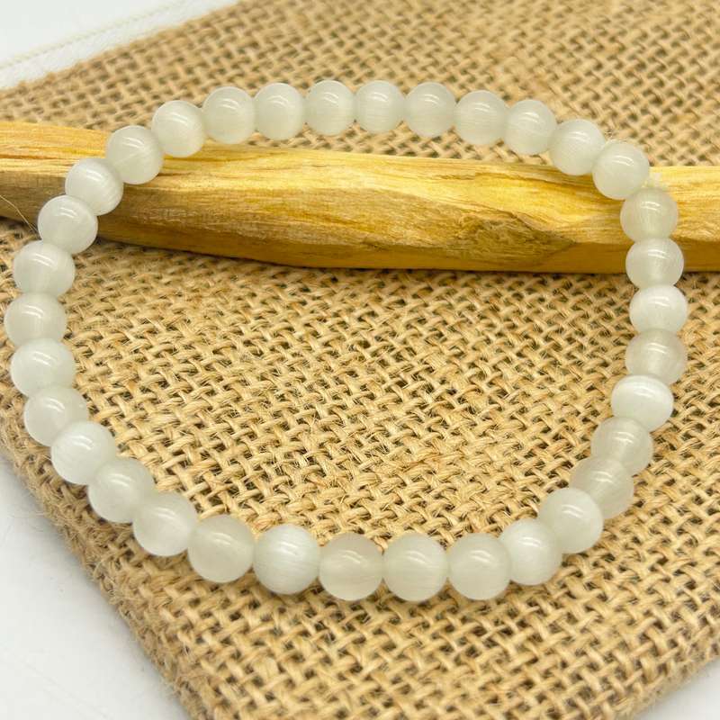Selenite Gemstone Bracelet - 6mm