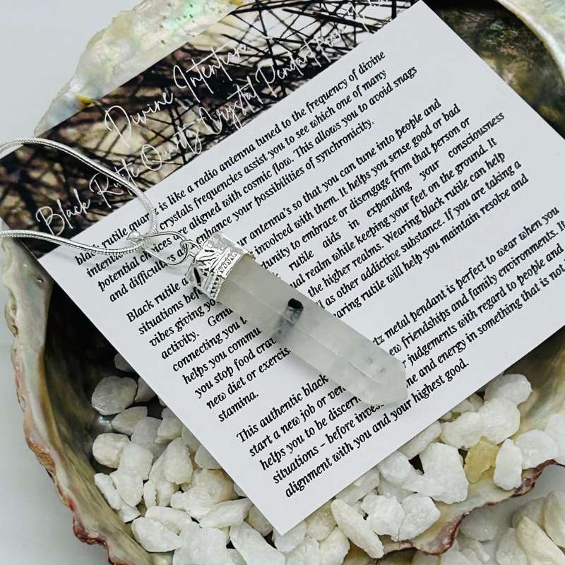 Divine Intention Black Rutile Quartz Crystal Pendant