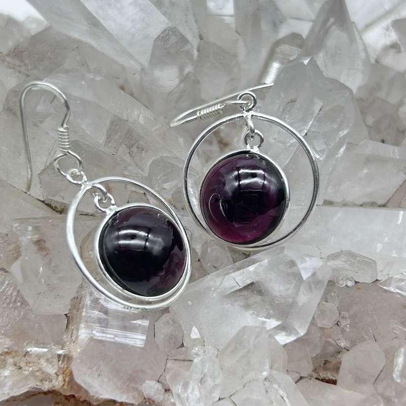 Garnet Sterling Silver Crystal Earrings