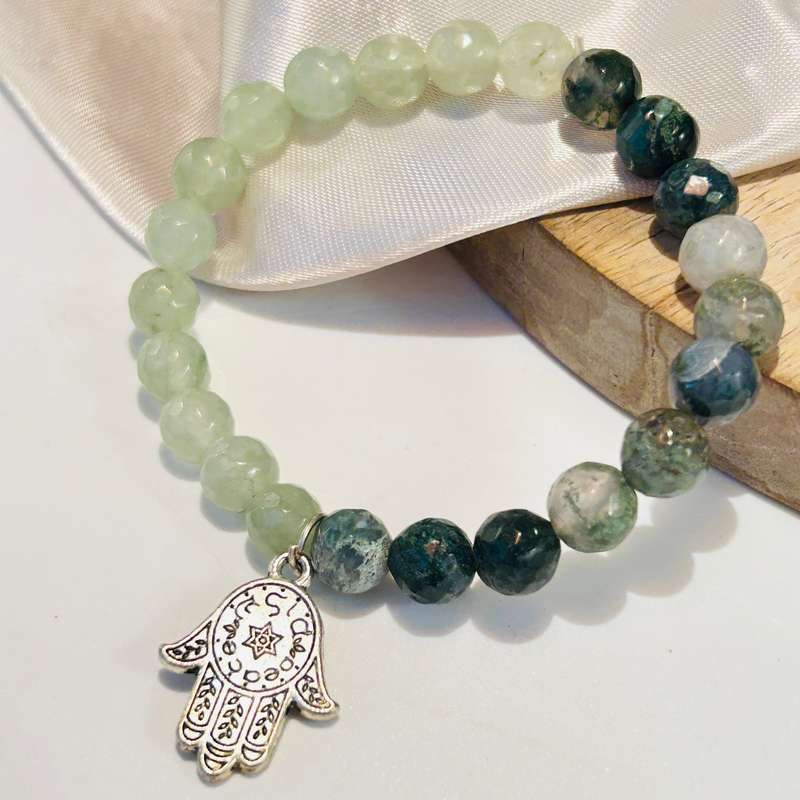 Jade & Moss Agate Prosperity Crystal Bracelet