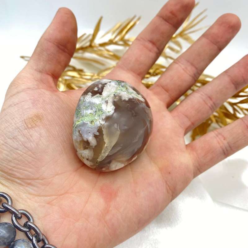 Peace and Passion Flower Agate Oval