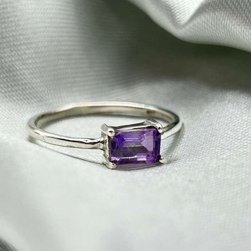 Amethyst Sterling Silver Crystal Ring
