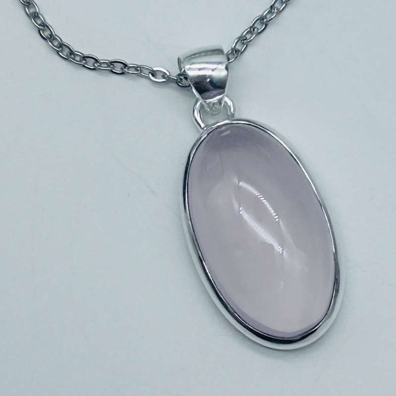 Sterling Silver Rose Quartz Crystal Pendant