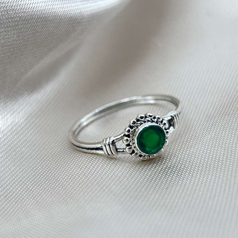 Sterling Silver Green Onyx Crystal Ring