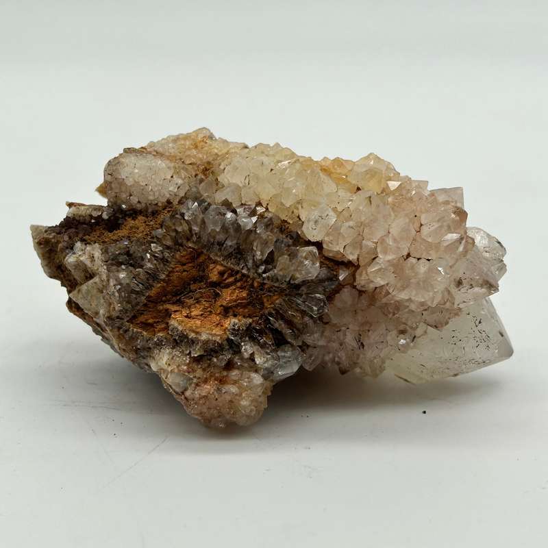 Cactus Quartz - king white cluster with Smoky Quartz tinges - red hematite and golden healer