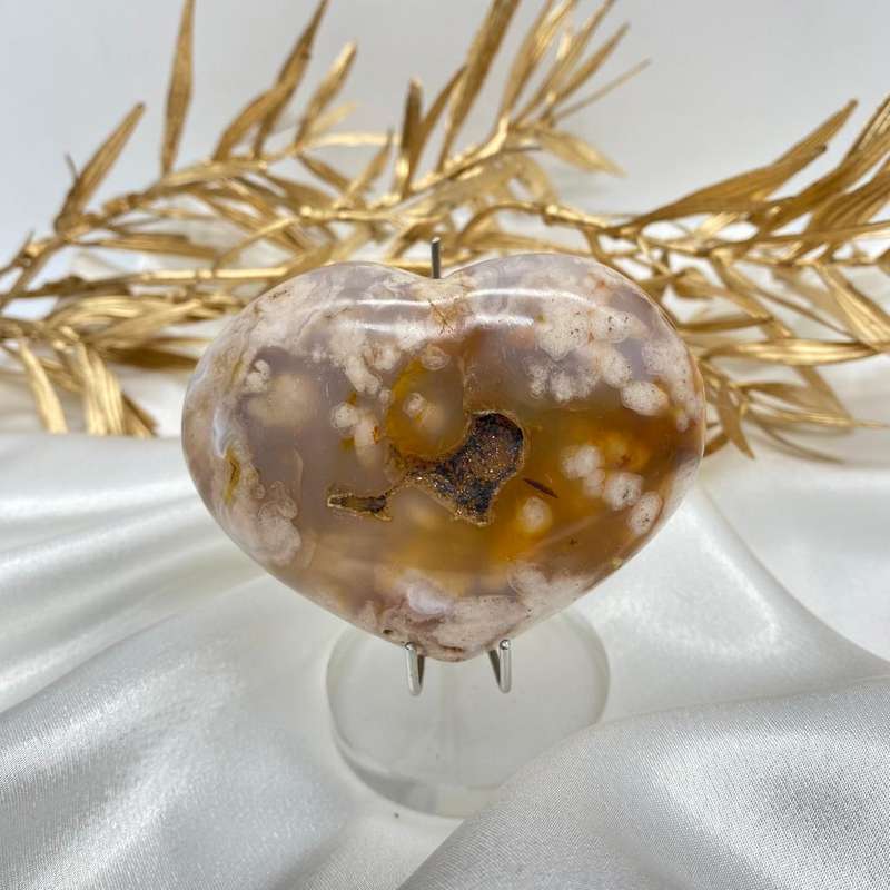 Tranquility Flower Agate Heart