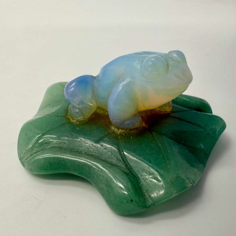 Green Aventurine and Jelly Opal Crystal Money Frog